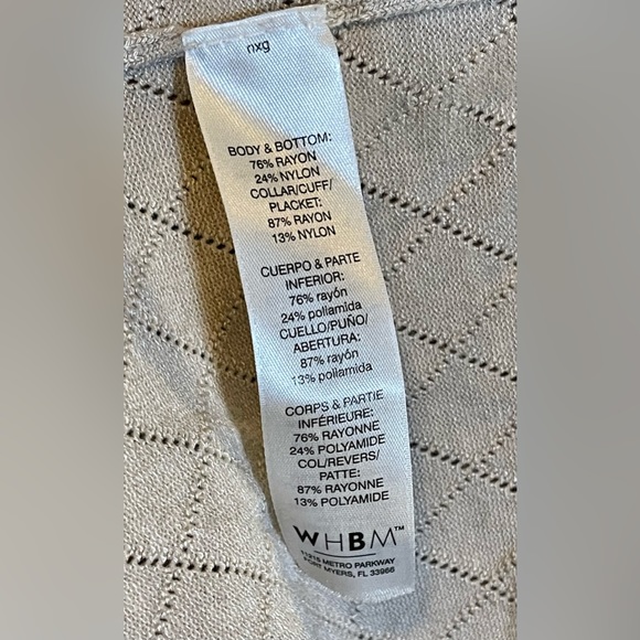 WHBM 3/4 Sleeve Beige Cardigan Sweater w/ Silver Buttons - Size S - Picture 7 of 7